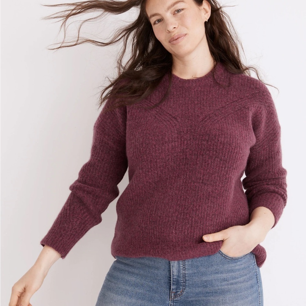 Madewell Belfiore Ribbed Pullover Sweater Heather Violet Size M